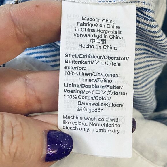 J Crew Linen Jumpsuit Womens Size 10 Pinstripe Wide Leg Blue NWOT w/ Belt - Picture 6 of 6